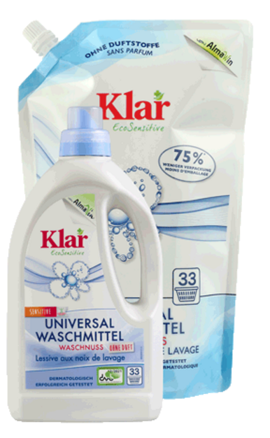 Klar EcoSensitive All purpose detergent 750ml bottle and 1,5 l pouch